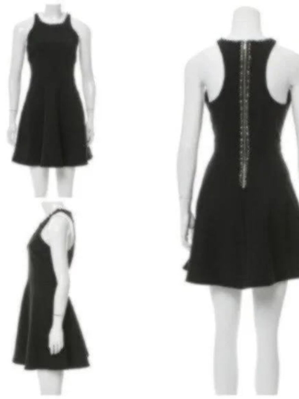 Elizabeth And James Black Rhinestone Fit Flare Cocktail LBD Dress 6 Small